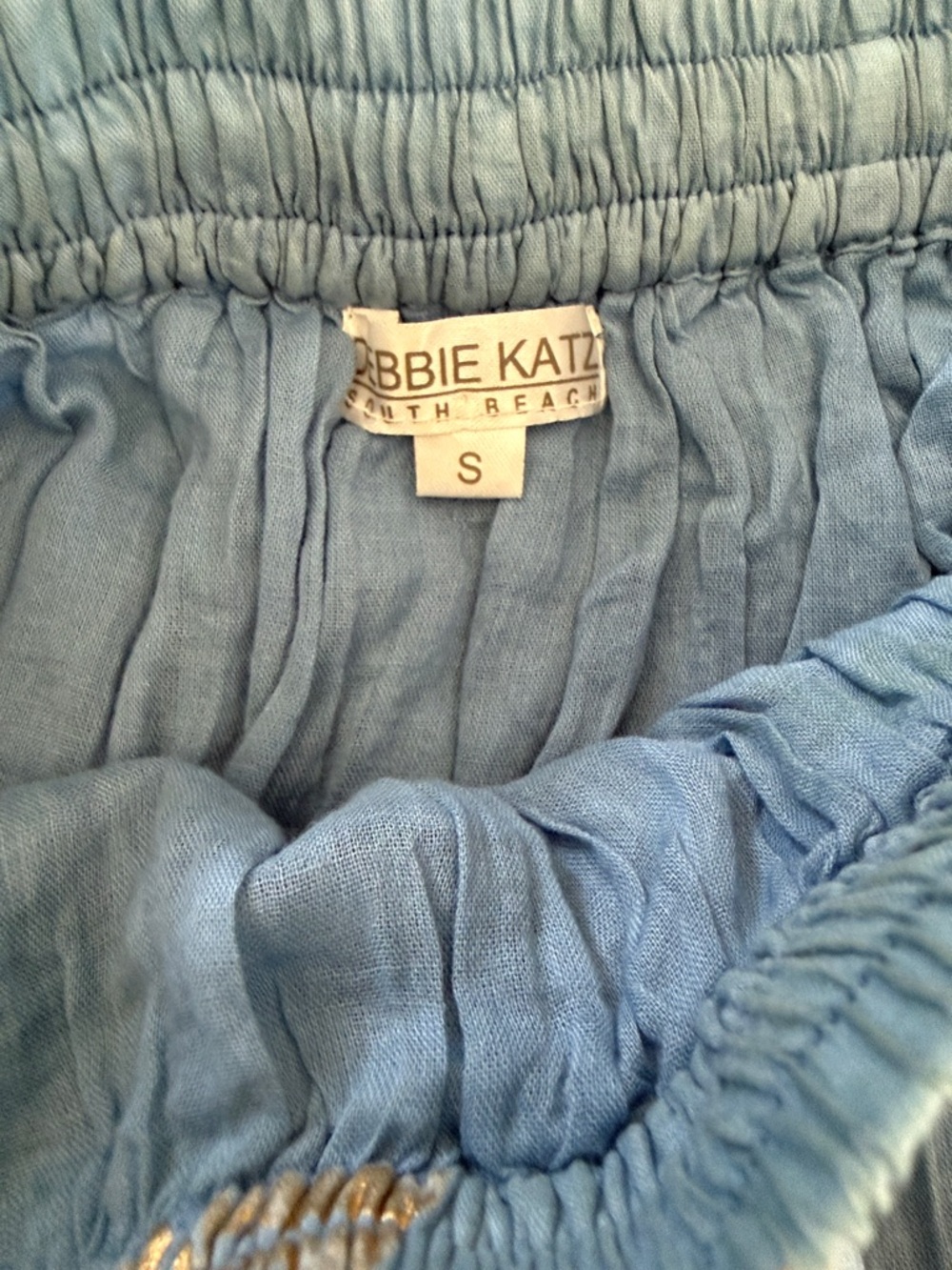 Debbie Katz Boho Ombre Blue-Turquoise Maxi Skirt with Gold Leaf Print - Picture 2 of 4